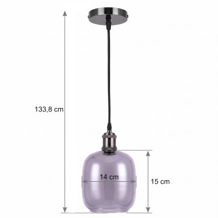 BRILAGI - Suspension LED sur câble RETRO GLASS 1xE27/60W/230V Ø 14 cm noir/gris fumé