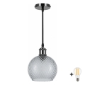 BRILAGI - LED suspension sur câble RETRO GLASS 1xE27/60W/230V Ø 18 cm noir/gris fumé