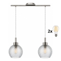 BRILAGI - LED suspension sur câble RETRO GLASS 2xE27/60W/230V chrome mat/gris fumé