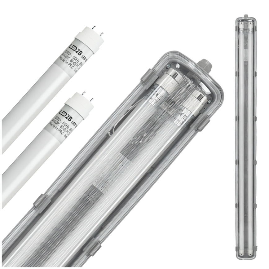 BRILAGI - Luminaire LED technique étanche à la poussière OPTIMA T8 pour tubes fluorescents, 2xG13/18W, 230V, 6500K, IP65, 128 cm