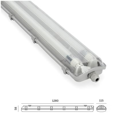 BRILAGI - Luminaire LED technique étanche à la poussière OPTIMA T8 pour tubes fluorescents, 2xG13/18W, 230V, 6500K, IP65, 128 cm