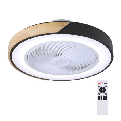 Brilagi - Plafonnier LED dimmable avec ventilateur LED/30W/230V 3000-6500K Ø 50 cm noir/chêne + télécommande