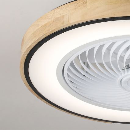 Brilagi - Plafonnier LED dimmable avec ventilateur LED/30W/230V 3000-6500K Ø 50 cm noir/chêne + télécommande