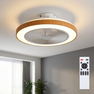 Brilagi - LED Ventilateur de plafond dimmable LED/38W/230V 3000-6500K Ø 50 cm blanc/marron + télécommande
