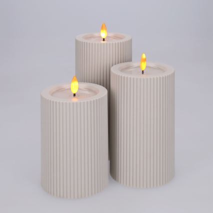 BRILAGI - LOT DE 3 bougies LED LED/3xAAA crème