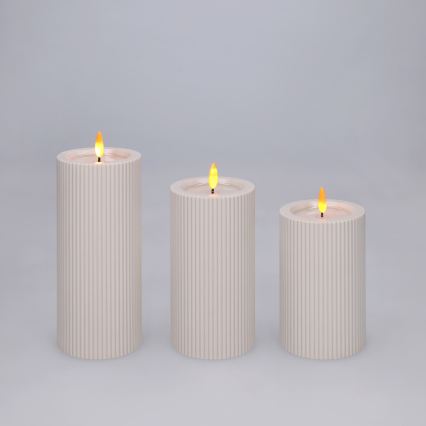 BRILAGI - LOT DE 3 bougies LED LED/3xAAA crème
