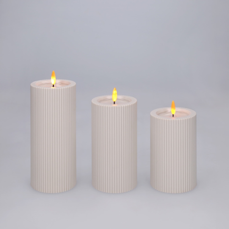 BRILAGI - LOT DE 3 bougies LED LED/3xAAA crème