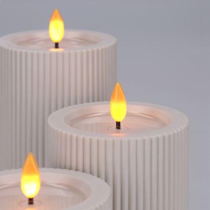 BRILAGI - LOT DE 3 bougies LED LED/3xAAA crème