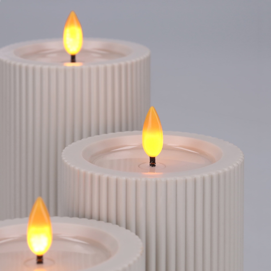 BRILAGI - LOT DE 3 bougies LED LED/3xAAA crème