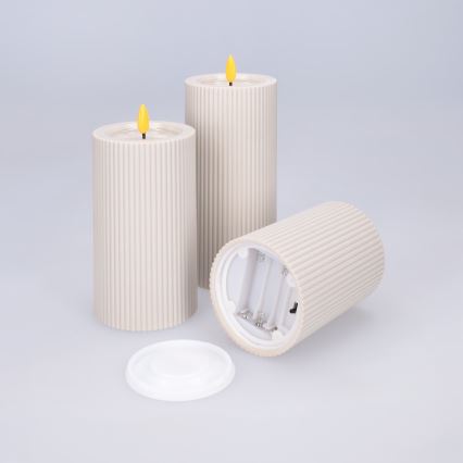 BRILAGI - LOT DE 3 bougies LED LED/3xAAA crème
