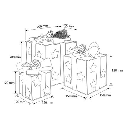 BRILAGI - Lot de 3 décorations de Noël d'extérieur LED/230V IP44 – idées cadeaux