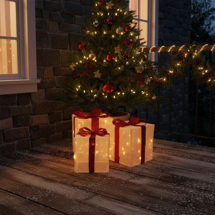 Brilagi - Lot de 3 décorations de Noël LED d'extérieur LED/2,6W/3xAA IP44 cadeaux