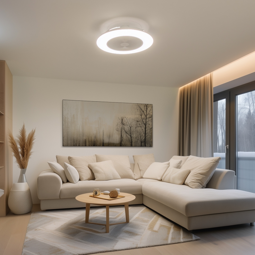 Brilagi - Luminaire à intensité variable avec ventilateur AURA LED/38W/230V 3000-6000K blanc + télécommande