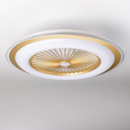 Brilagi - Luminaire à intensité variable avec ventilateur RONDA LED/48W/230V 3000-6000K doré + télécommande