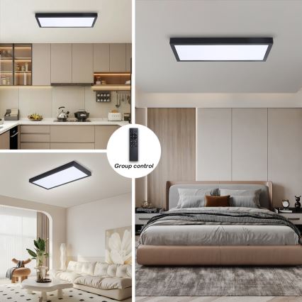 Brilagi - Plafonnier à intensité variable salle de bain FRAME SMART LED/30W/230V 30x60 cm 3000-6000K  IP44 noir  + Télécommande