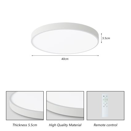 Brilagi - Plafonnier à intensité variable POOL SMART LED/48W/230V 40 cm 3000-6000K Wi-Fi Tuya + télécommande blanc