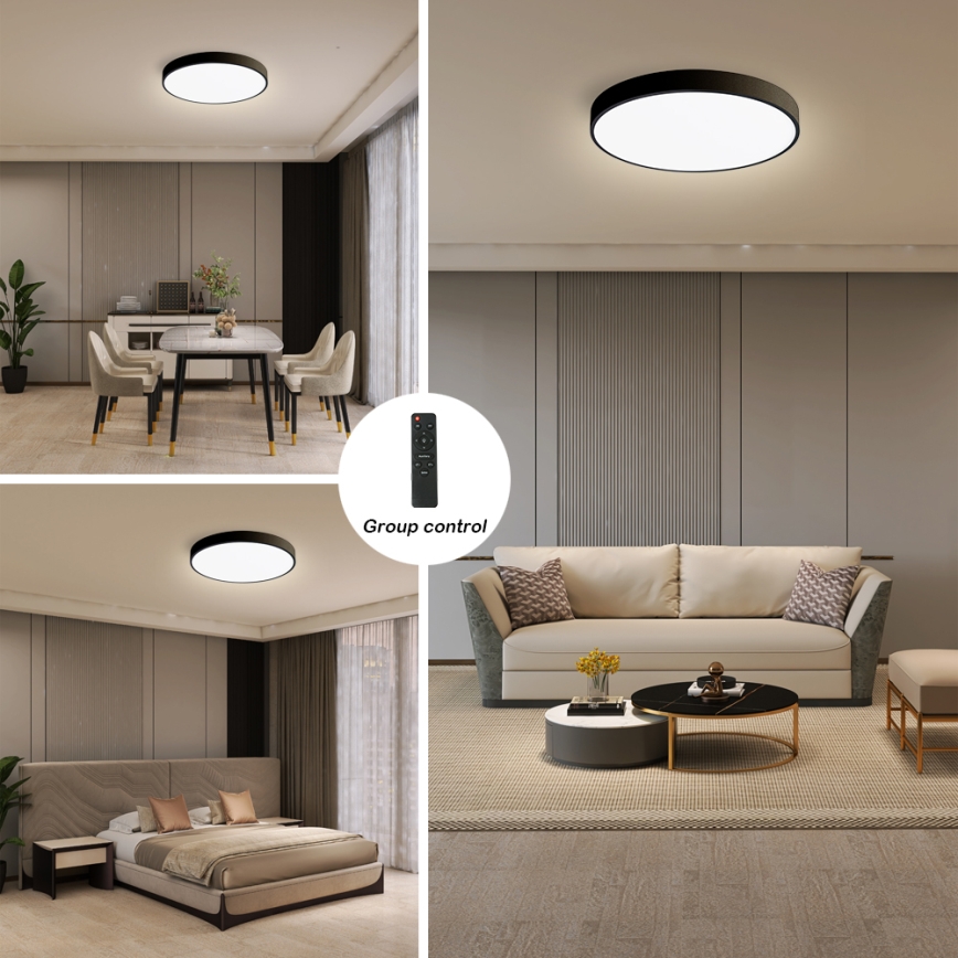 Brilagi - Plafonnier à intensité variable POOL SMART LED/48W/230V 40 cm 3000-6000K Wi-Fi Tuya + télécommande noir