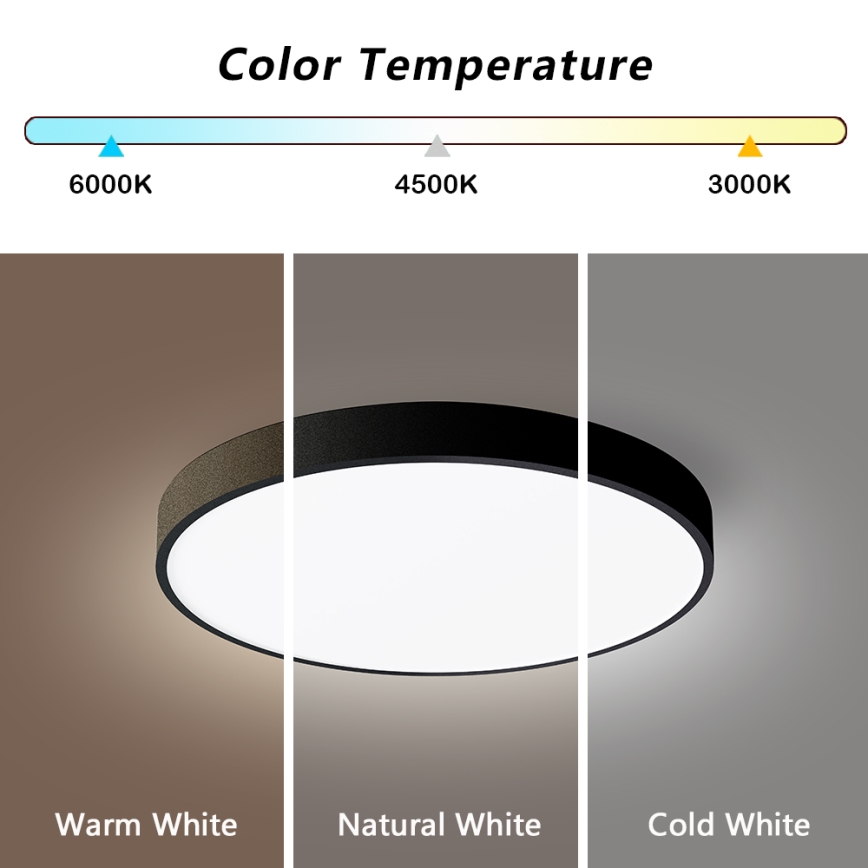 Brilagi - Plafonnier à intensité variable POOL SMART LED/48W/230V 40 cm 3000-6000K Wi-Fi Tuya + télécommande noir