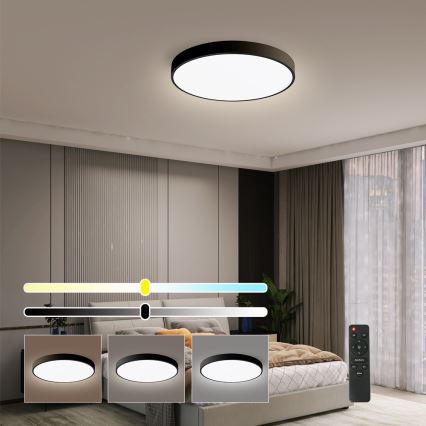 Brilagi - Plafonnier à intensité variable POOL SMART LED/48W/230V 40 cm 3000-6000K Wi-Fi Tuya + télécommande noir