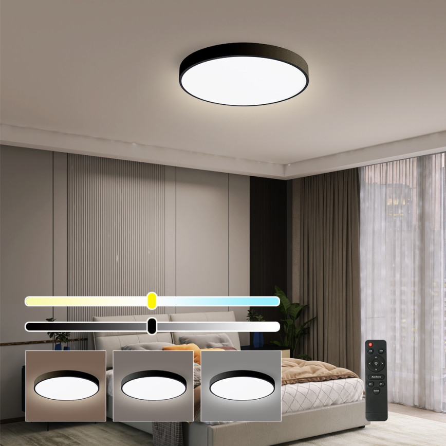 Brilagi - Plafonnier à intensité variable POOL SMART LED/48W/230V 40 cm 3000-6000K Wi-Fi Tuya + télécommande noir