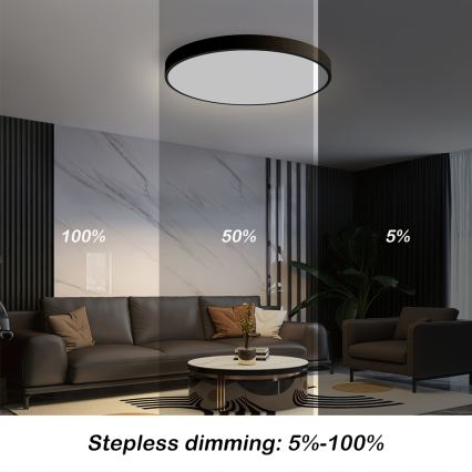 Brilagi - Plafonnier à intensité variable POOL SMART LED/60W/230V 50 cm 3000-6000K Wi-Fi Tuya + télécommande noir
