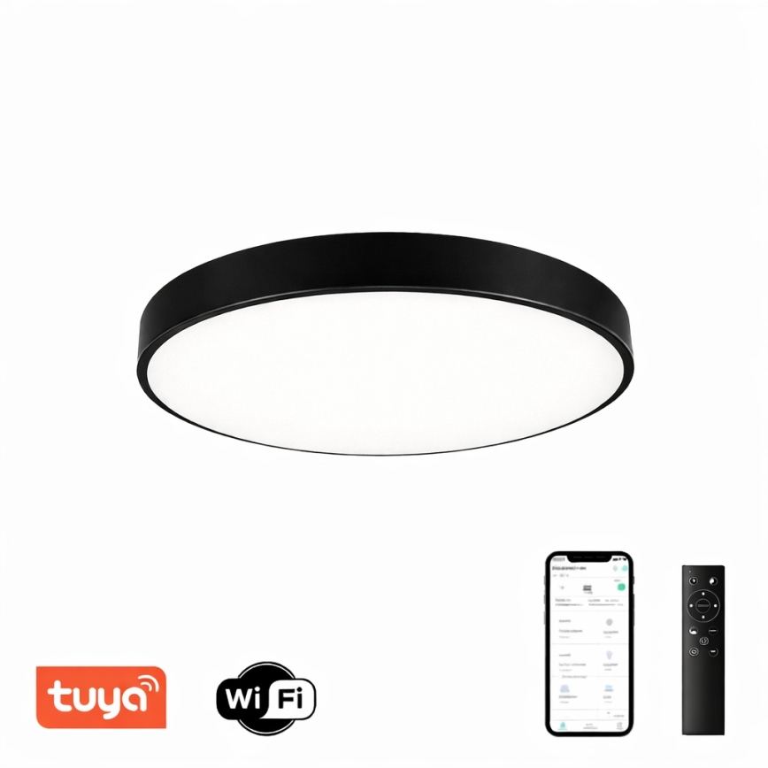 Brilagi - Plafonnier à intensité variable POOL SMART LED/60W/230V 50 cm 3000-6000K Wi-Fi Tuya + télécommande noir