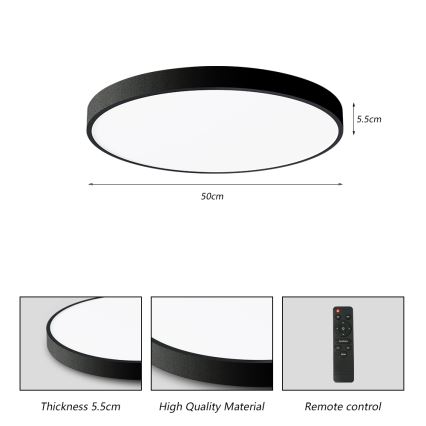 Brilagi - Plafonnier à intensité variable POOL SMART LED/60W/230V 50 cm 3000-6000K Wi-Fi Tuya + télécommande noir