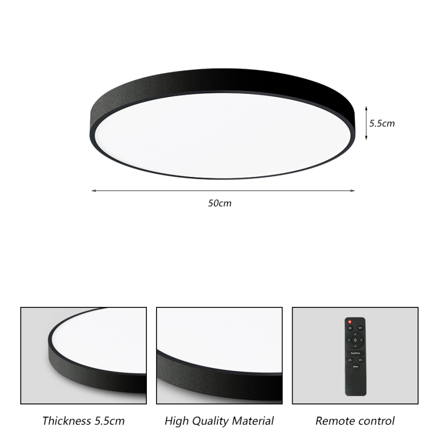 Brilagi - Plafonnier à intensité variable POOL SMART LED/60W/230V 50 cm 3000-6000K Wi-Fi Tuya + télécommande noir