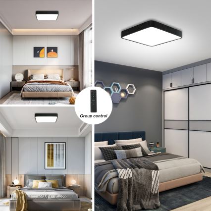 Brilagi - Plafonnier à intensité variable POOL SQUARE LED/36W/230V 3000-6000K 40x40 cm noir + télécommande