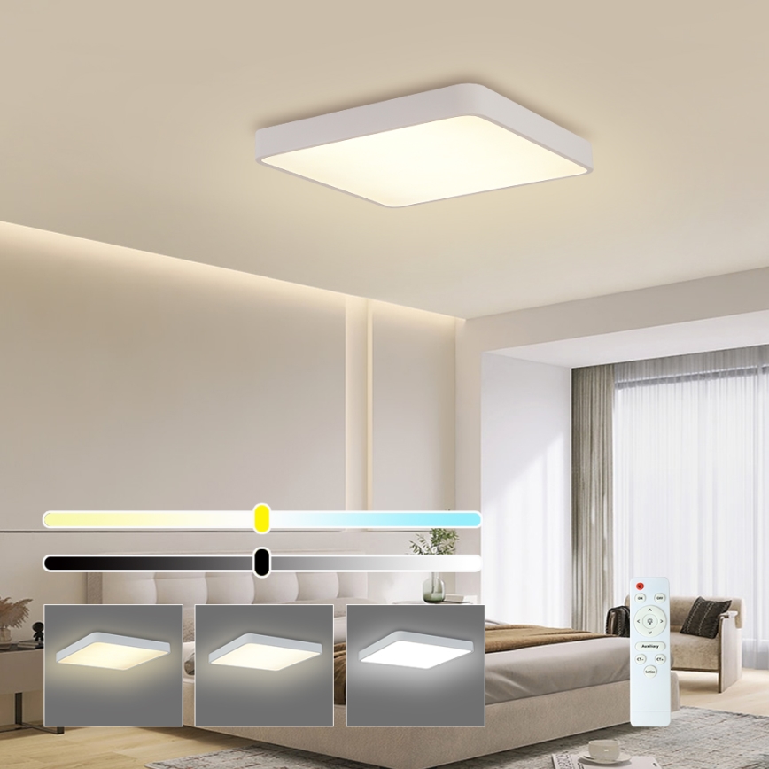Brilagi - Plafonnier à intensité variable POOL SQUARE LED/48W/230V 3000-6000K 50x50 cm blanc + télécommande