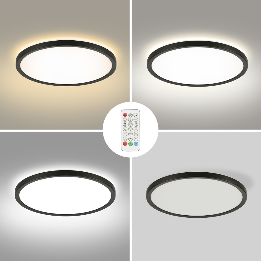 Brilagi - Plafonier RGBW à intensité variable ULTRA SLIM LED/18W/230V 2700-6500K d. 30 cm noir + Télécommande