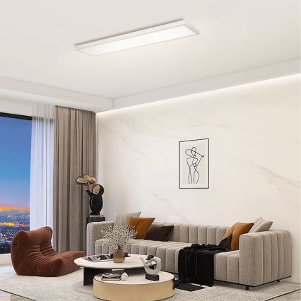 Brilagi - Plafonnier à intensité variable salle de bain FRAME SMART LED/50W/230V 120x30 cm 3000-6000K IP44 argent + Télécommande