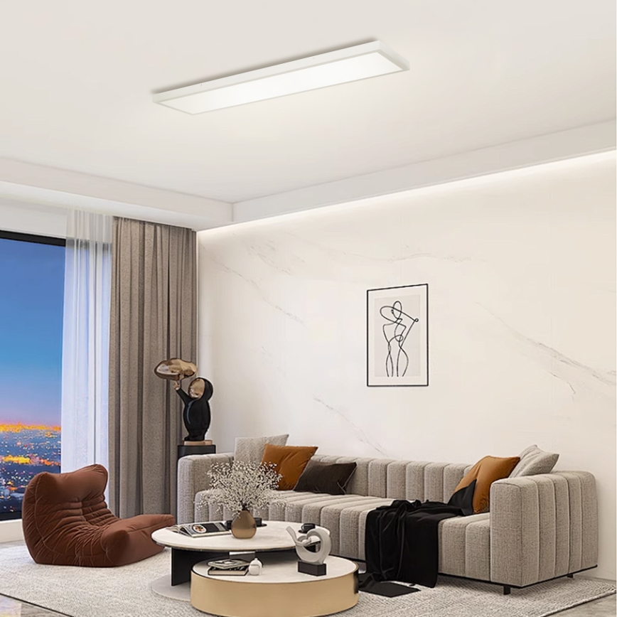 Brilagi - Plafonnier à intensité variable salle de bain FRAME SMART LED/50W/230V 120x30 cm 3000-6000K IP44 argent + Télécommande