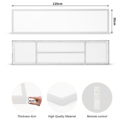Brilagi - Plafonnier à intensité variable salle de bain FRAME SMART LED/50W/230V 120x30 cm 3000-6000K IP44 argent + Télécommande