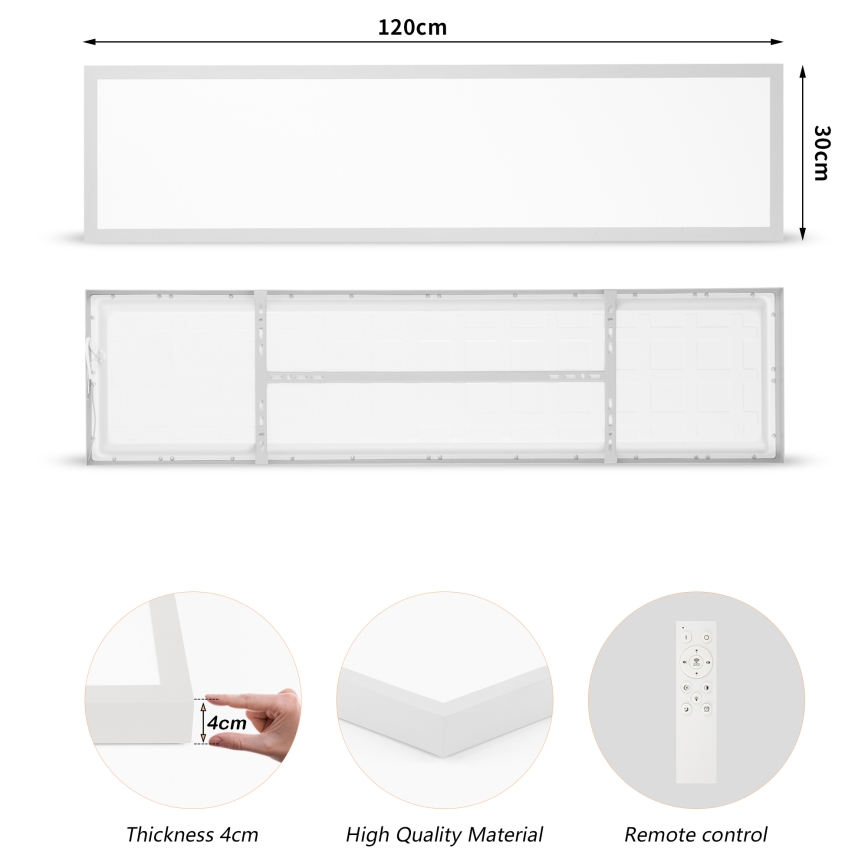 Brilagi - Plafonnier à intensité variable salle de bain FRAME SMART LED/50W/230V 120x30 cm 3000-6000K IP44 argent + Télécommande