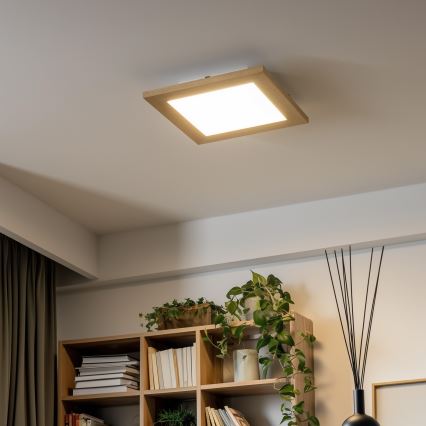 Brilagi - Plafonnier à intensité variable SLIMFRAME WOOD LED/25W/230V 34x34 cm 3000-6000K marron + Télécommande