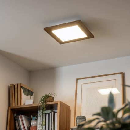 Brilagi - Plafonnier à intensité variable SLIMFRAME WOOD LED/25W/230V 34x34 cm 3000-6000K marron + Télécommande