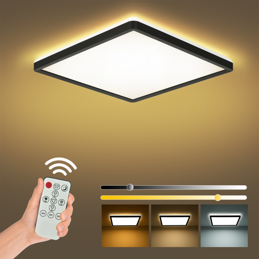 Brilagi - Plafonnier à intensité variable ULTRA SLIM LED/18W/230V 2700-6500K 30x30 cm noir + Télécommande