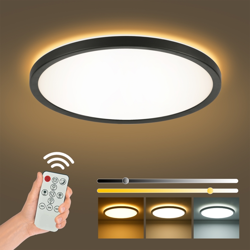 Brilagi - Plafonnier à intensité variable ULTRA SLIM LED/18W/230V 2700-6500K d. 30 cm noir + Télécommande
