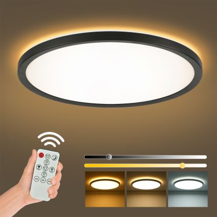 Brilagi - Plafonnier à intensité variable ULTRA SLIM LED/24W/230V 2700-6500K d. 42 cm noir + Télécommande