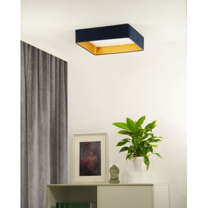 Brilagi - Plafonnier à intensité variable VELVET SQUARE LED/24W/230V 3000/4000/6500K + télécommande bleu foncé