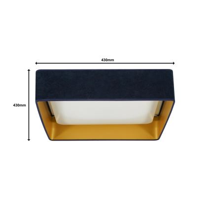 Brilagi - Plafonnier à intensité variable VELVET SQUARE LED/24W/230V 3000/4000/6500K + télécommande bleu foncé