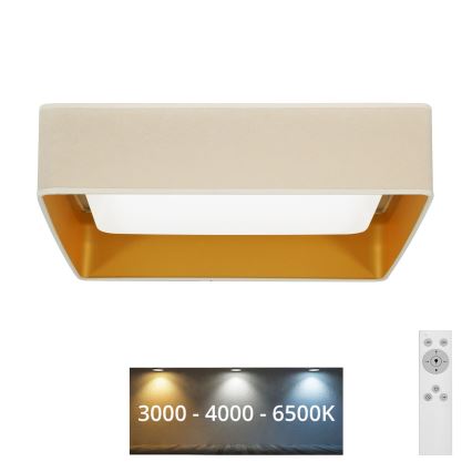 Brilagi - Plafonnier à intensité variable VELVET SQUARE LED/24W/230V 3000/4000/6500K + télécommande crème