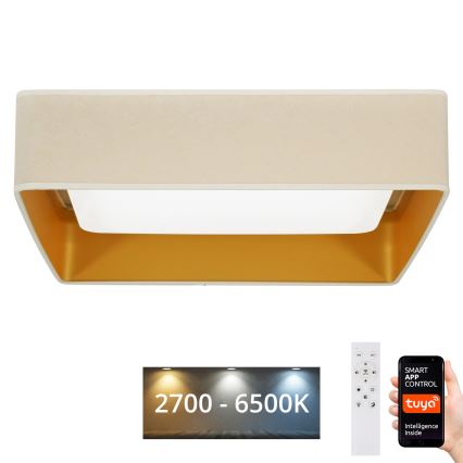 Brilagi - Plafonnier à intensité variable VELVET SQUARE SMART LED/36W/230V 2700-6500K Wi-Fi Tuya + télécommande crème