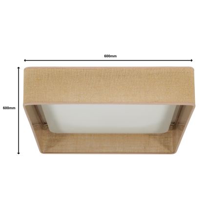 Brilagi - Plafonnier à intensité variable VELVET SQUARE SMART LED/36W/230V 2700-6500K Wi-Fi Tuya + télécommande marron