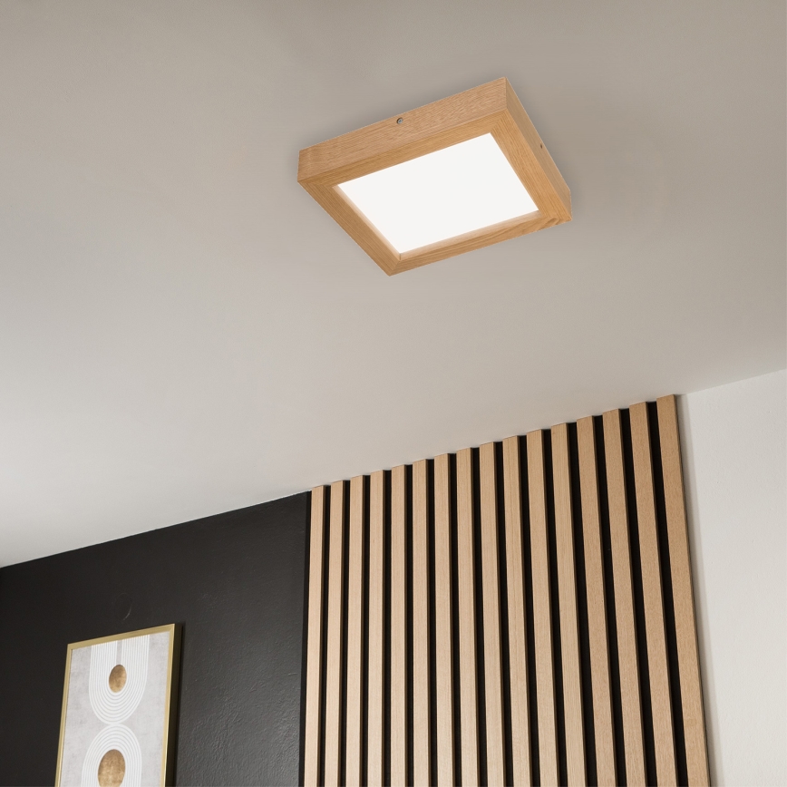 Brilagi - Plafonnier à intensité variable salle de bain WOODY FRAME LED/24W/230V chêne 30x30 cm 3000-6000K IP44 + télécommande