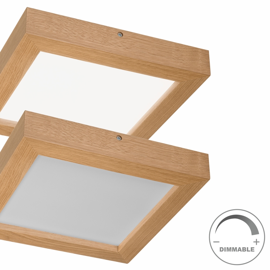 Brilagi - Plafonnier à intensité variable salle de bain WOODY FRAME LED/24W/230V chêne 30x30 cm 3000-6000K IP44 + télécommande