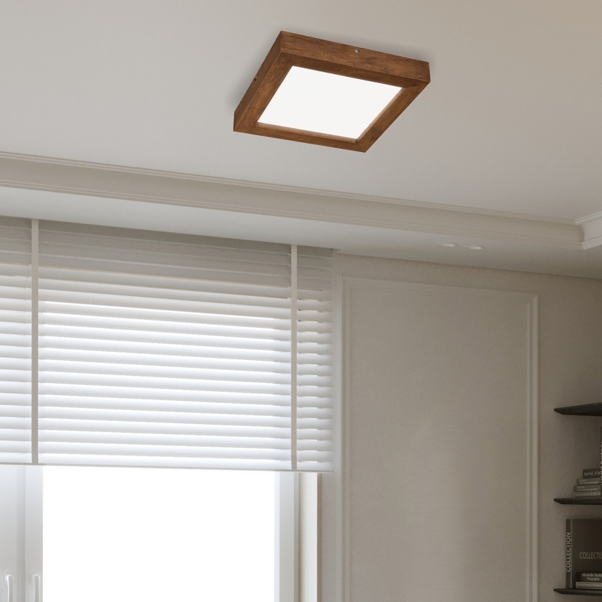 Brilagi - Plafonnier à intensité variable salle de bain WOODY FRAME LED/24W/230V chêne cerise 30x30 cm 3000-6000K IP44 + Télécommande