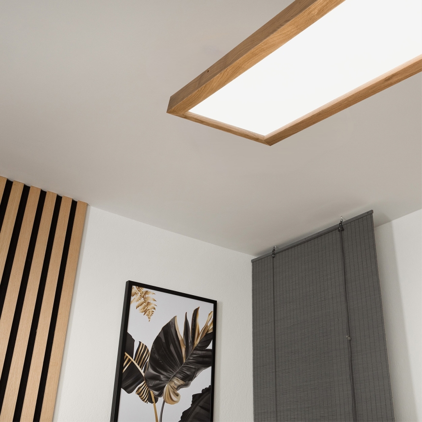 Brilagi - Plafonnier à intensité variable salle de bain WOODY FRAME LED/50W/230V chêne 120x30 cm 3000-6000K IP44 + télécommande