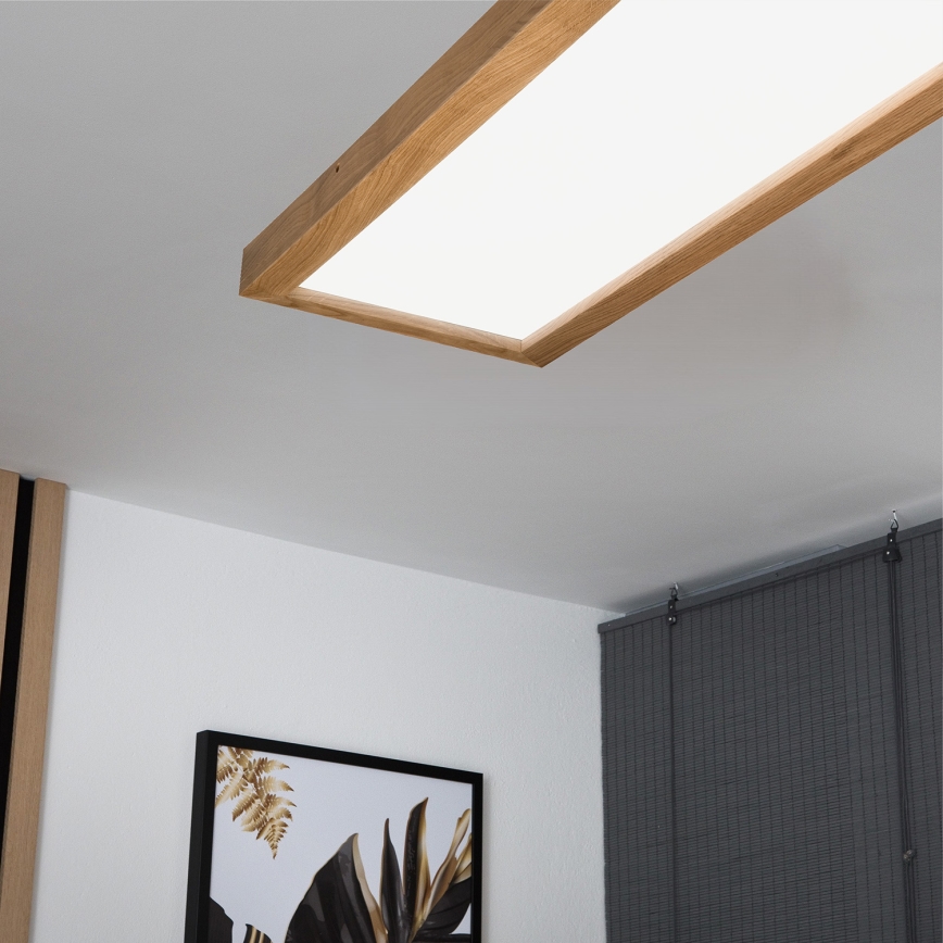 Brilagi - Plafonnier à intensité variable salle de bain WOODY FRAME LED/50W/230V chêne 120x30 cm 3000-6000K IP44 + télécommande